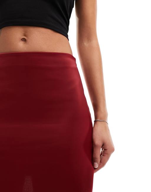 Minifalda color baya con bajo redondeado de satén de ASOS DESIGN, 5 de 5