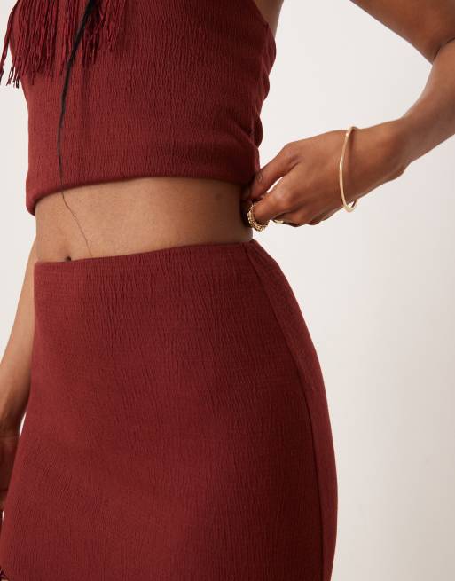 Minifalda color óxido con flecos en el bajo de ASOS DESIGN (parte de un conjunto), 4 de 5