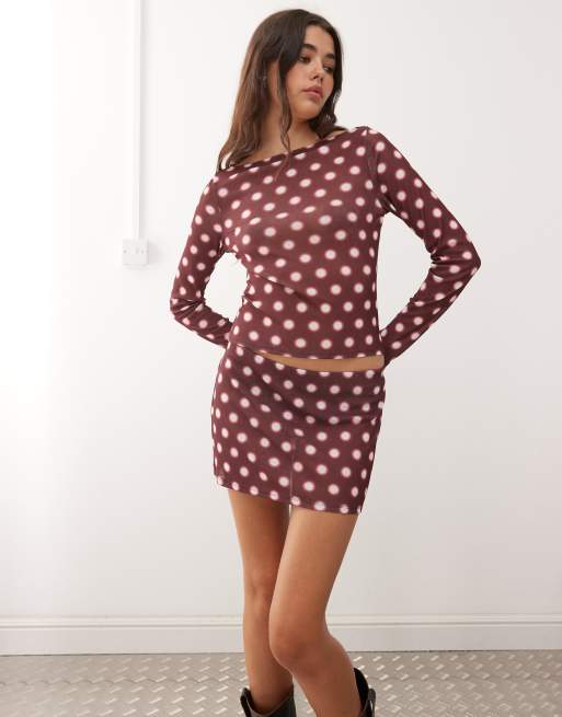 Minifalda con estampado de lunares difuminados de COLLUSION, 4 de 5