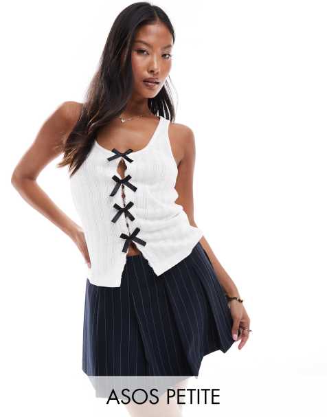 Minifalda de sastre azul marino a rayas plisada de ASOS DESIGN Petite - view 1