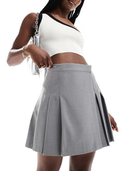 Minifalda de sastre gris plisada de ASOS DESIGN, 2 de 5