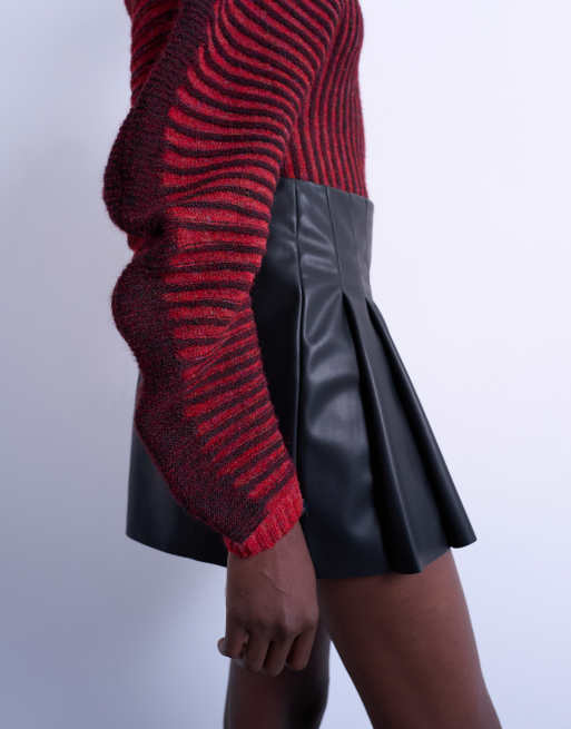 Minifalda de sastre negra de cuero sintético de Topshop, 5 de 5