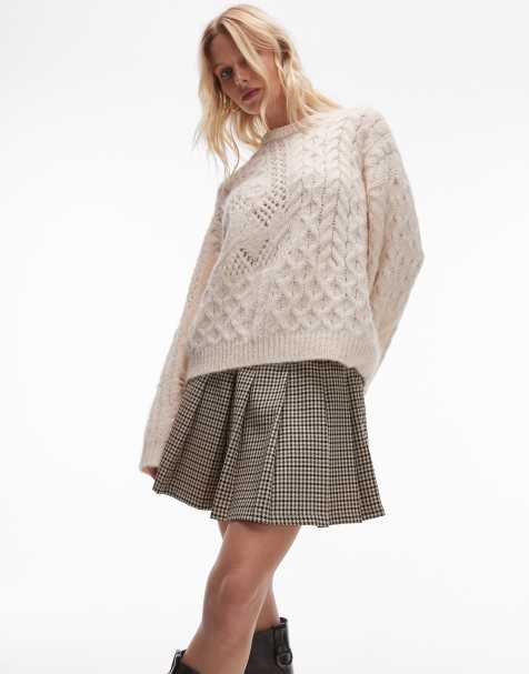 Minifalda de tablas de talle bajo con estampado de pata de gallo de Topshop - view 1