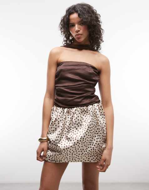 Minifalda estructurada con estampado de lunares de satén de ASOS DESIGN - view 1