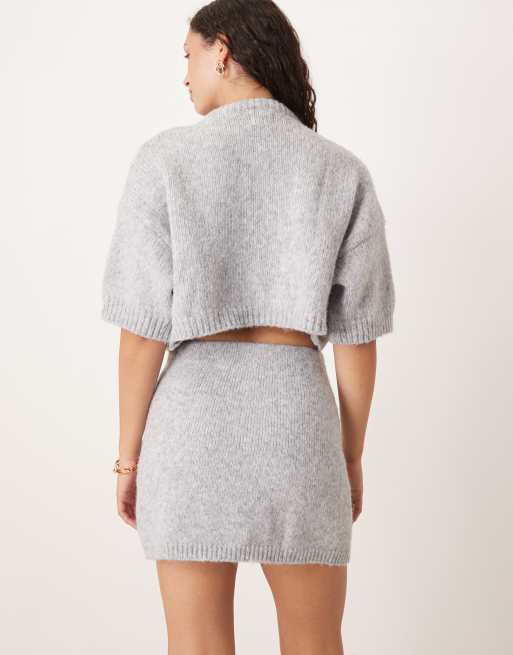 Minifalda gris claro de punto suave de SNDYS (parte de un conjunto), 4 de 5