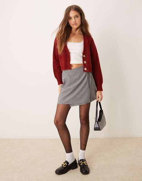 Minifalda gris cruzada con raya diplomática de ASOS DESIGN - view 1