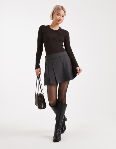 Minifalda gris jaspeado de tablas de Vero Moda - view 1