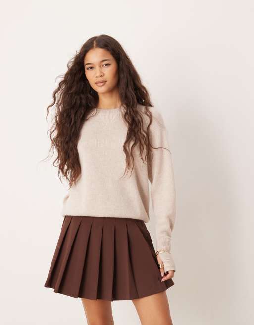 Minifalda marrón chocolate de tablas de ASOS DESIGN, 2 de 5