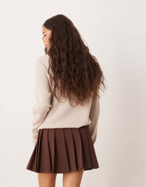 Minifalda marrón chocolate de tablas de ASOS DESIGN, 3 de 5