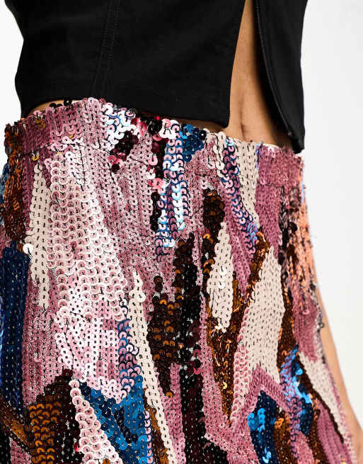 Minifalda multicolor de lentejuelas de Jaded Rose Tall, 4 de 4