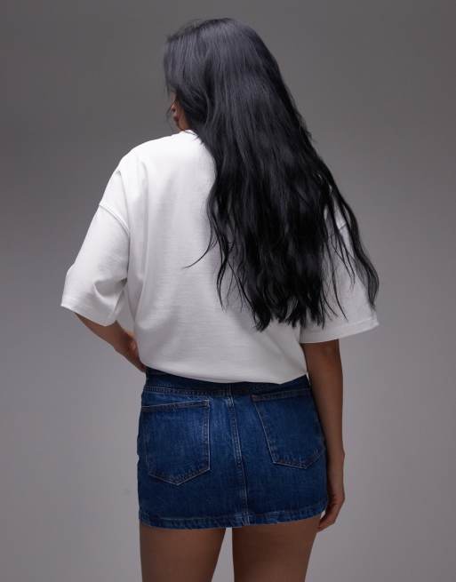 Minifalda muy corta vaquera azul añil con lazada anudada de Topshop, 4 de 5