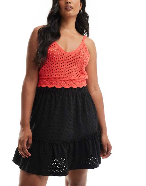 Minifalda negra con volantes de punto pointelle de JDY