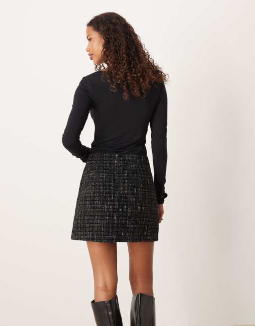 Minifalda negra de bouclé de ASOS DESIGN, 2 de 5