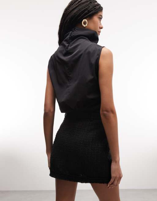 Minifalda negra de talle bajo de bouclé de ASOS DESIGN, 5 de 5