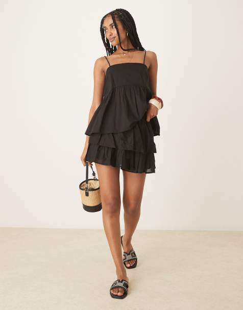 Minifalda negra escalonada de ASOS DESIGN - view 1