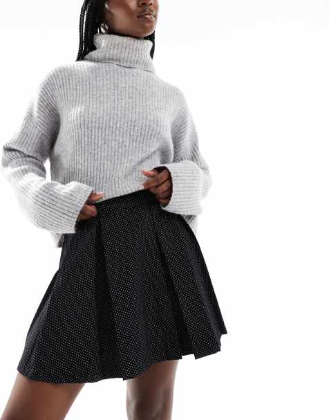 Minifalda negra plisada con estampado de lunares de pana de Wednesday's Girl - view 1