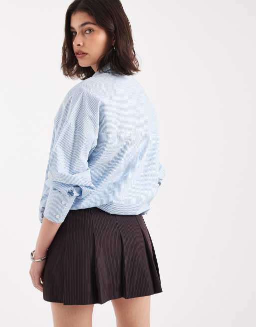 Minifalda pantalón color ciruela a rayas de tablas de ASOS DESIGN, 4 de 5