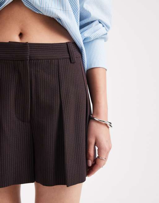 Minifalda pantalón color ciruela a rayas de tablas de ASOS DESIGN, 5 de 5