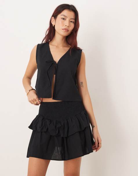 Minifalda playera negra fruncida escalonada de Esmée - view 1