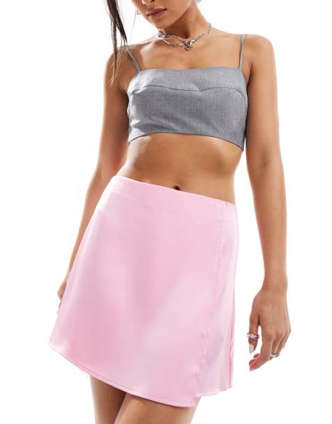 Minifalda rosa cruzada de satén de ASOS DESIGN - view 1