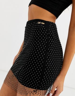 Minifalda transparente y plateada con strass de Lemon Lunar 