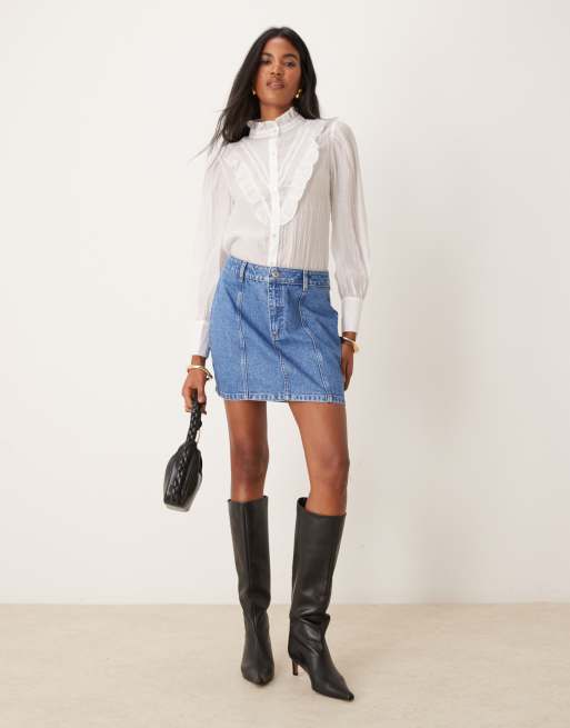 Minifalda vaquera azul medio con detalle de costuras de ASOS