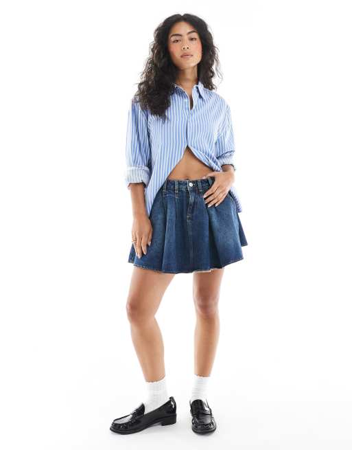 Minifalda vaquera azul vintage plisada de ASOS DESIGN