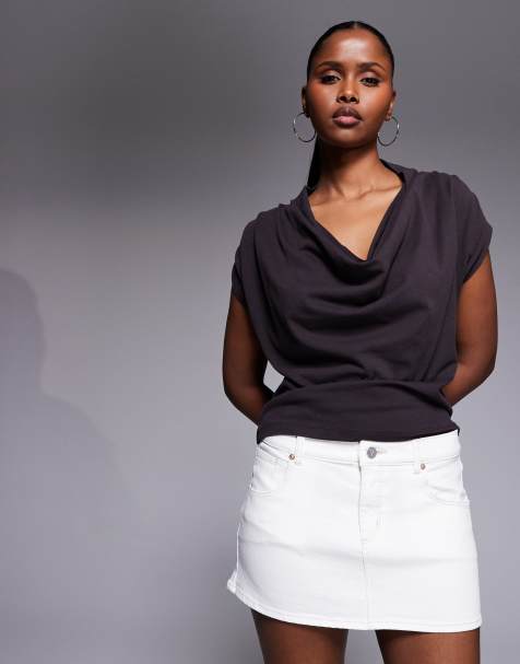 Minifalda vaquera blanca de talle medio de Abrand - view 1