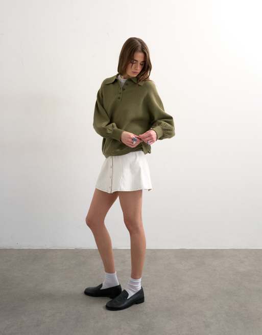 Minifalda vaquera color crudo con botones de Topshop