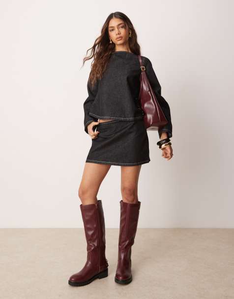 Minifalda vaquera muy corta negra de corte depurado de ASOS DESIGN - view 1