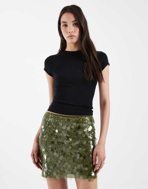Minifalda verde con diseño variado con lentejuelas de ASOS DESIGN - view 1