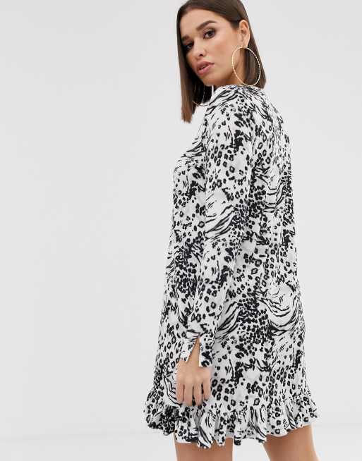 Minikjole i animal print med knapper foran fra ASOS DESIGN, 2 af 4