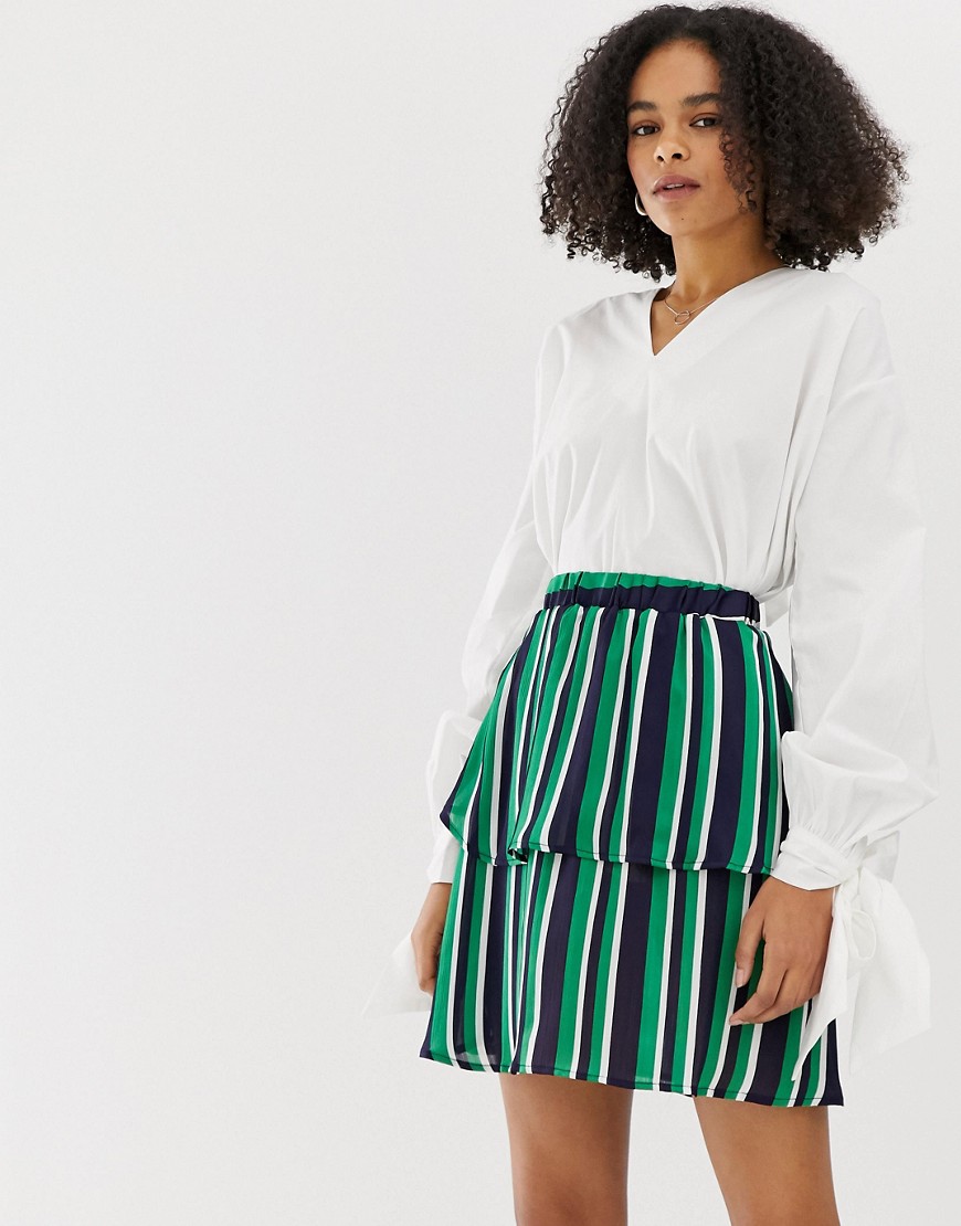 Minimum stripe tiered skirt-Multi