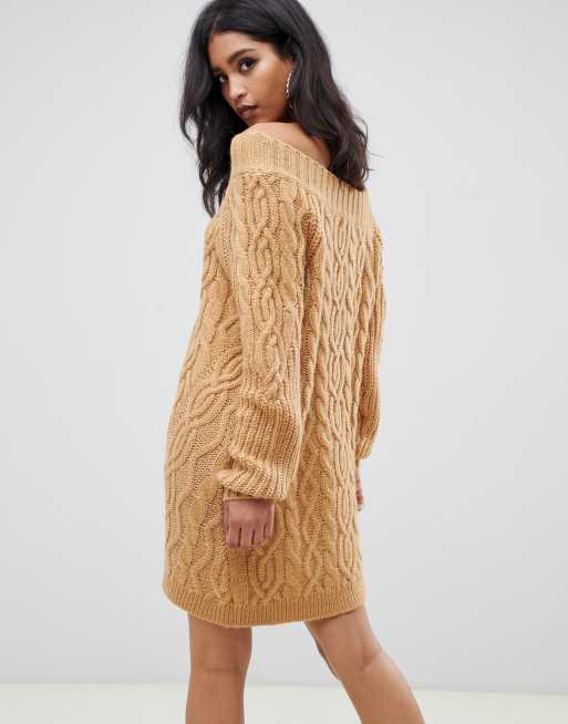Minivestido de canalé con escote Bardot y diseño de ochos de ASOS DESIGN, 2 de 4