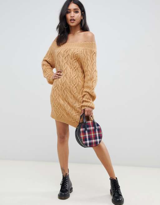 Minivestido de canalé con escote Bardot y diseño de ochos de ASOS DESIGN, 4 de 4