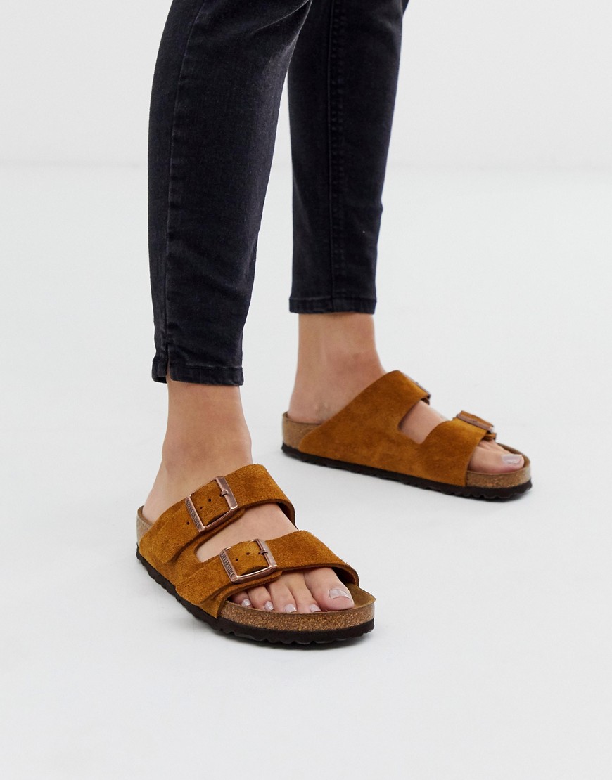 Mink-farvet Arizona sandal i ruskind fra Birkenstock-Tan