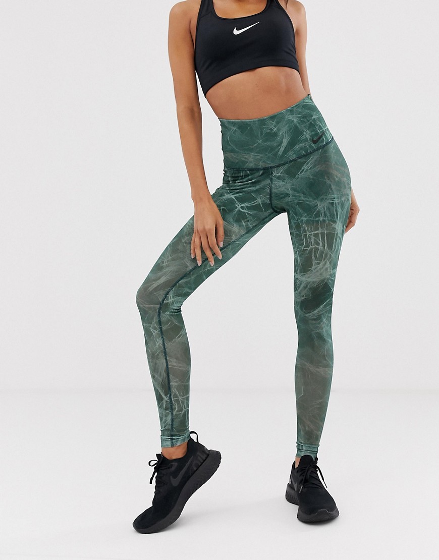 Mintgrøn leggings i tyl og net fra Nike Training Power-Blå