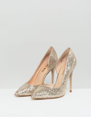 gold court shoes asos