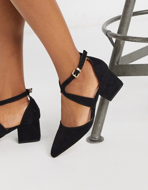 Miss KG claire pointed mid block heels in black with ankle strap