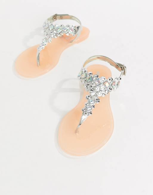 Miss KG Dory Embellished Jelly Flat Sandals ASOS