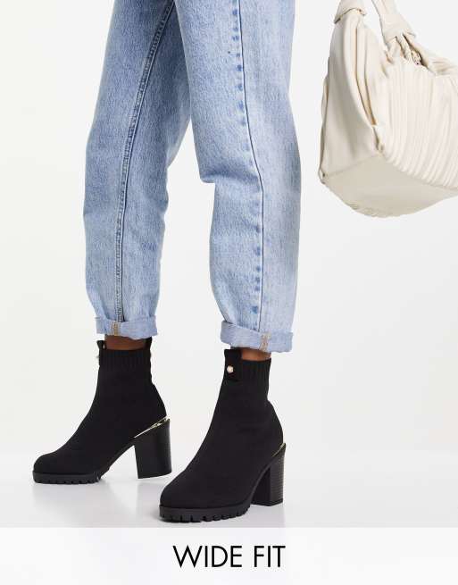 Miss KG – Harmony – Svarta boots med klack och bred passform