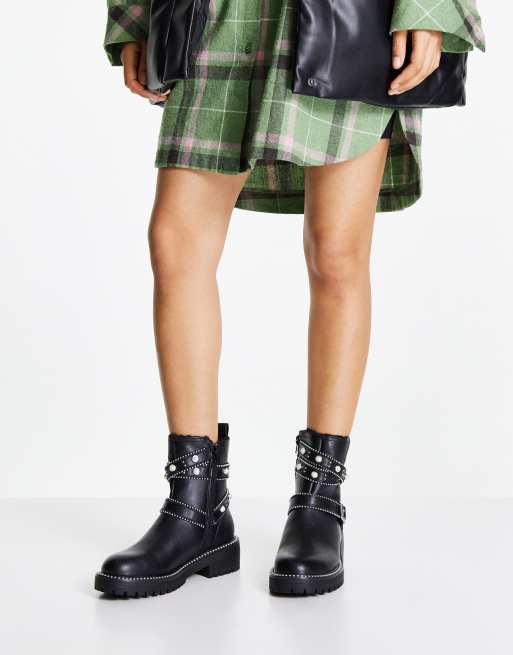 Miss KG Jaunty buckle biker boots in black