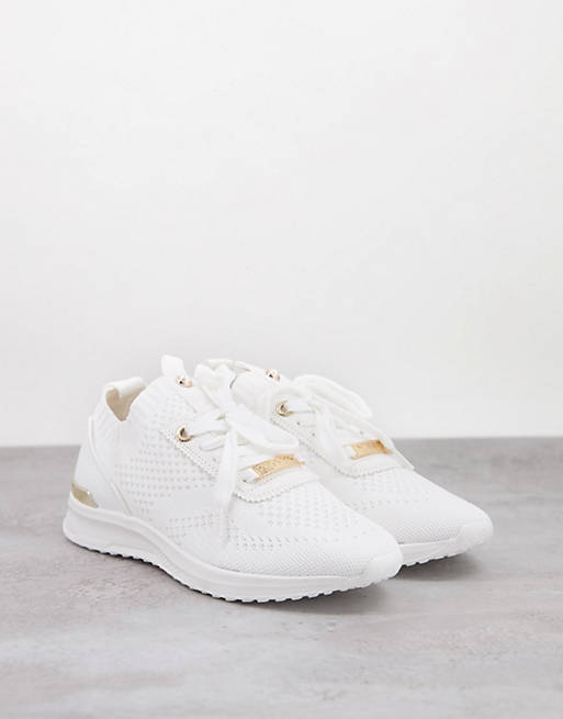 Miss KG kallie plain flyknit lace up trainers in white