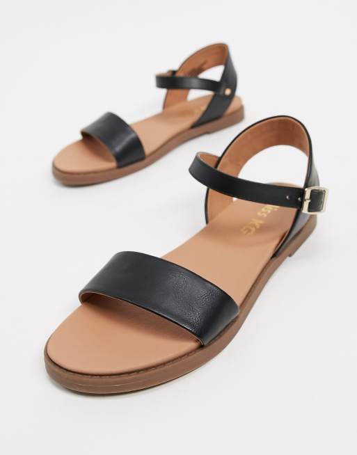 Miss KG pebble flat sandals in black