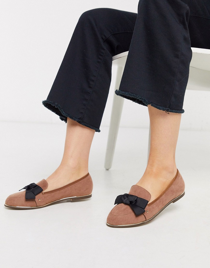 Miss KG – Platta loafers med rosett-Beige
