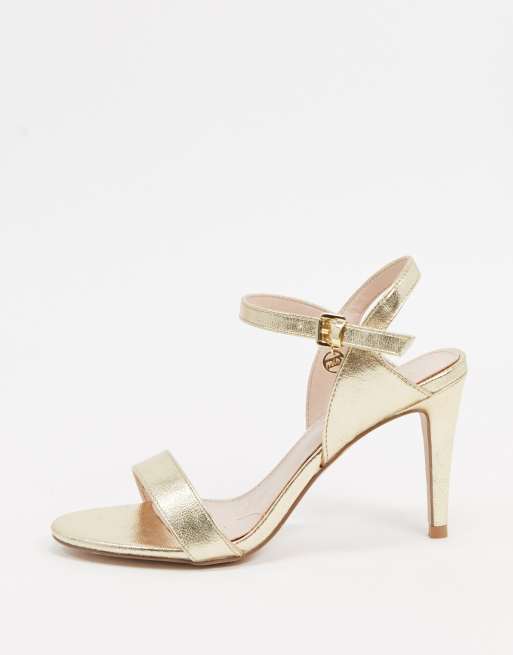 Miss KG wide fit barely there heeled sandals in gold ASOS