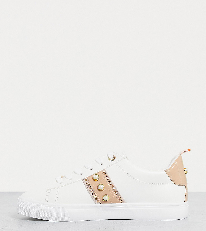 Miss KG wide fit kaylee lace up trainers in white