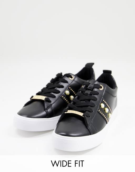 Miss KG wide fit pearl trainers in black | ASOS