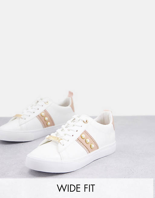 Miss KG wide fit pearl trainers in blush | ASOS