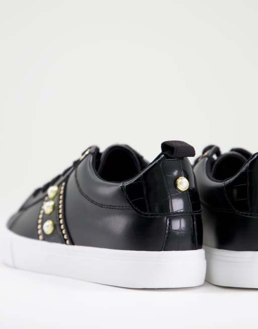 Miss KG Wide Fit – Sneaker mit Perlen in Schwarz, 4 von 4